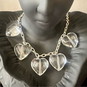 Clear Lucite Heart Necklace